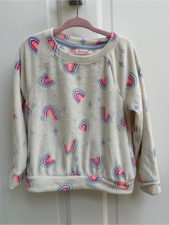 Cat & Jack Other - NWOT Cat & Jack 4T Cream Pullover Sweatshirt Sweater Top Shirt Pink Blue Rainbow